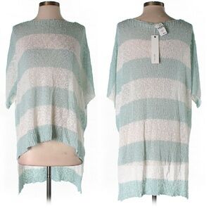 Millau Long & Loose Hi- Lo Aqua Striped Sweater